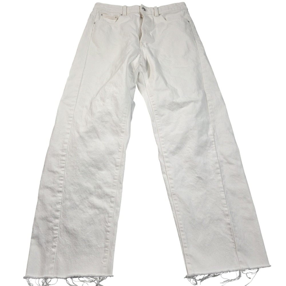 J.Crew Curvy Pieced Barrel-Leg Jeans Womens 30T White High Rise Wide Leg Denim